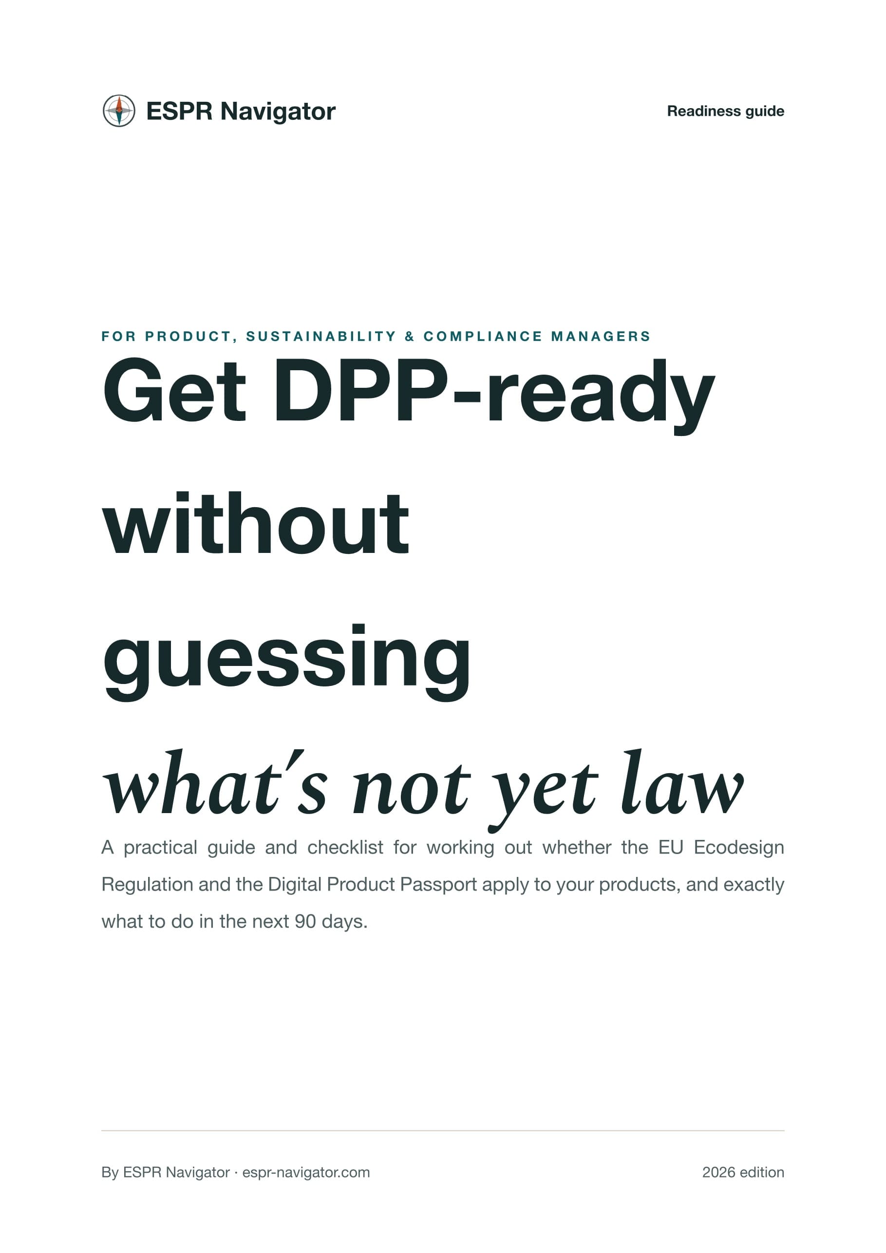 First page of the DPP Readiness Checklist PDF
